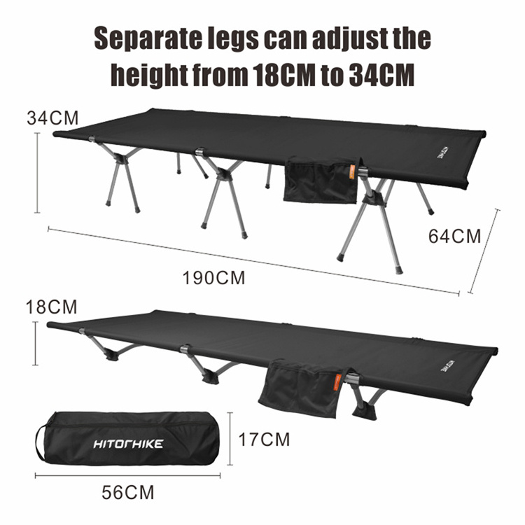 HOMFUL Portable OEM Aluminum Outdoor Oxford Sleeping Camping Bed Foldable Adjustable Folding Cot