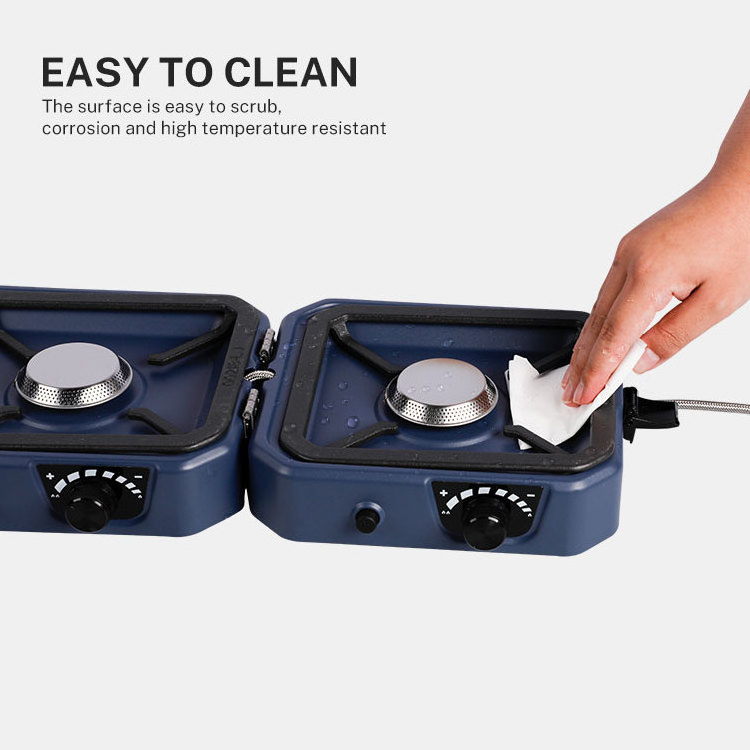 HOMFUL Outdoor Automatic Double Flame Folding Gas Stove Portable Butane Outdoor Camping Gas Stove