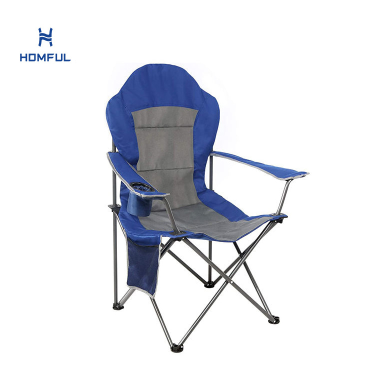 HOMFUL Oversized Padded Quad Arm Chair Collapsible Steel High Back Folding Camp Chair