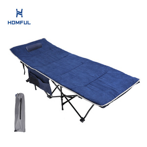 HOMFUL Iron Frame Camping Folding Bed Sleeping Bed Camping Cot Camping Beds With Comfortable Thick Pad