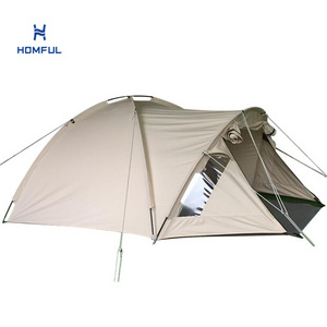 HOMFUL 4 Person Large White Cotton Dome Tent Outdoor canvas Camp Dome Tent with Screen Room