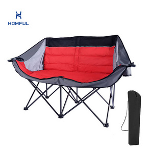 HOMFUL Portable Outdoor Two Person Folding Cotton Oxford Soft Double Seat Loveseat Camping Chair