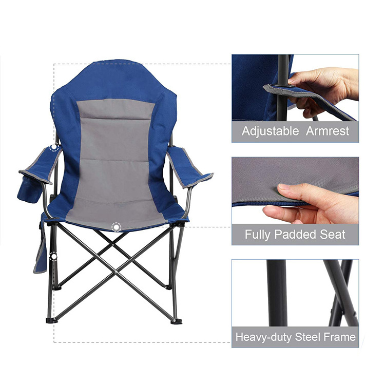 HOMFUL Oversized Padded Quad Arm Chair Collapsible Steel High Back Folding Camp Chair