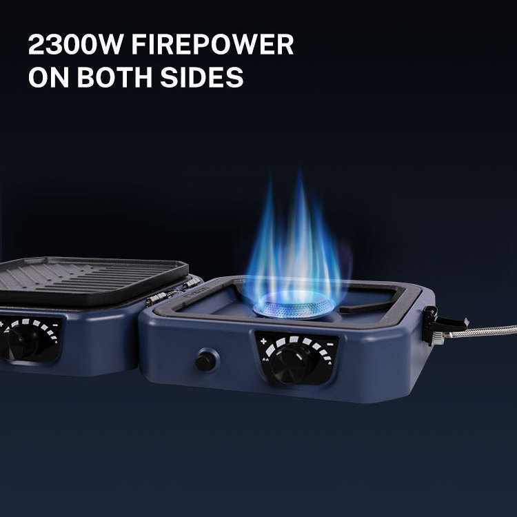 HOMFUL Outdoor Automatic Double Flame Folding Gas Stove Portable Butane Outdoor Camping Gas Stove