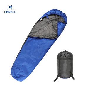 HOMFUL Outdoor Ultralight portable mummy sleeping bag camping with drawstring mummy hood