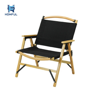 HOMFUL Customizable  Canvas Leather Portable Foldable Outdoor Kermit Chair Camping Wood Chair Folding Camping Chair