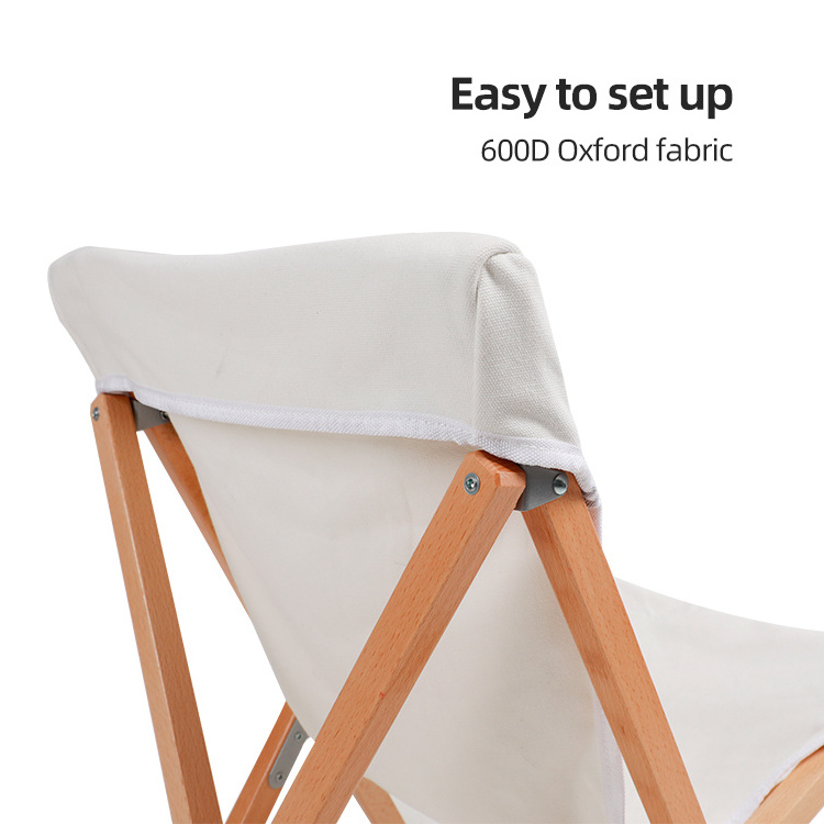 HOMFUL White Beech Chair Foldable Outdoor Camping Folding Wood Camping Chair