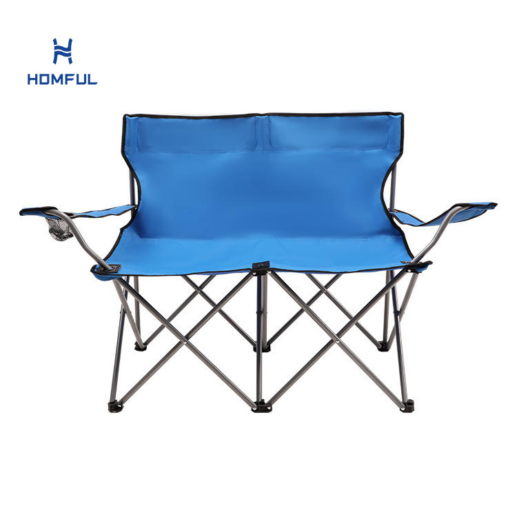 HOMFUL Outdoor Two Person Folding Portable Camping Bench Soft Double Seat Beach Chair