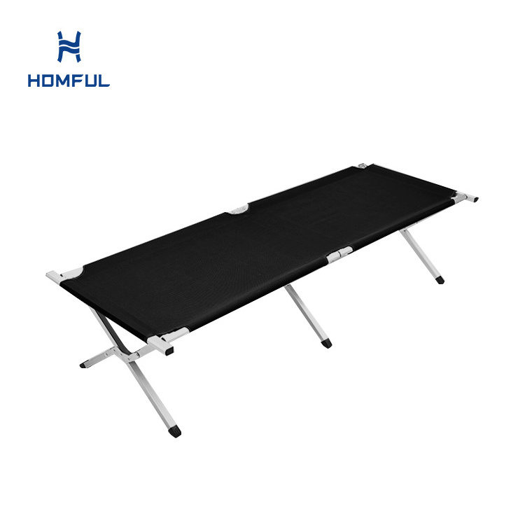 HOMFUL Hot Sale 600D Oxford Folding Cot Bed Aluminium Portable Camping Cot