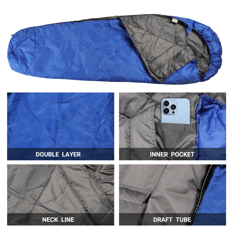 HOMFUL Outdoor Ultralight portable mummy sleeping bag camping with drawstring mummy hood