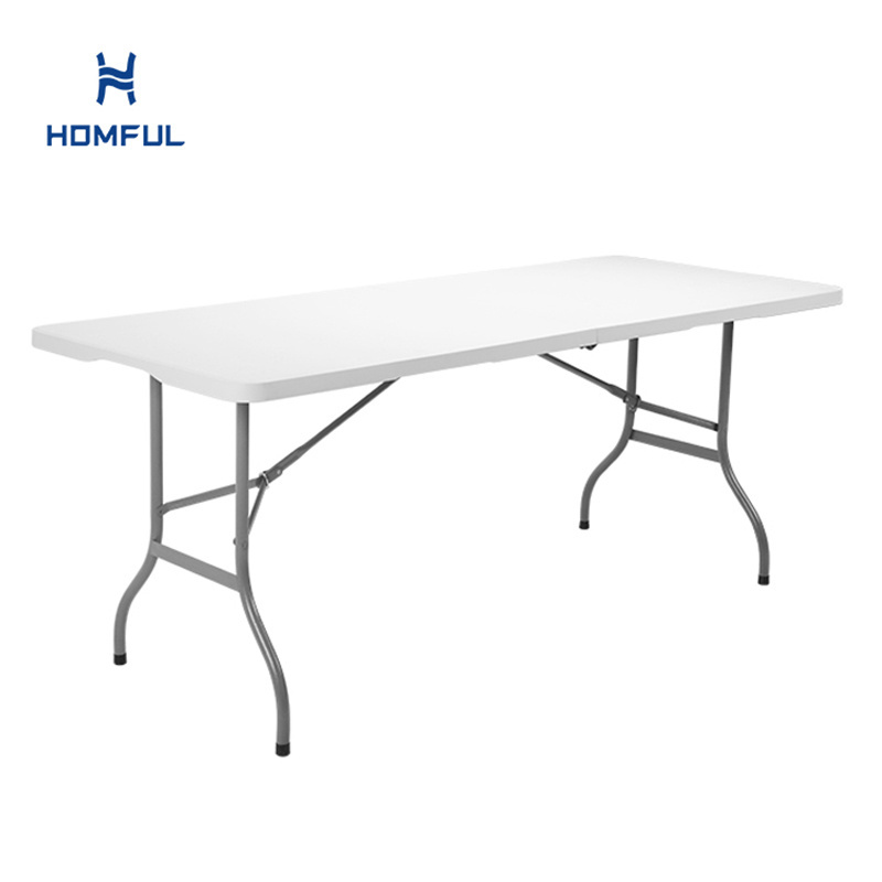 HOMFUL Wholesale White Folding Table Rectangular Catering Banquet Picnic Plastic Foldable Table Outdoor Table