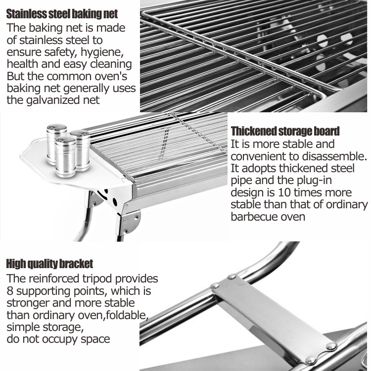 HOMFUL Camping Top Quality Stainless Steel Charcoal BBQ Grill Trolley Smoker Barbecue Grill