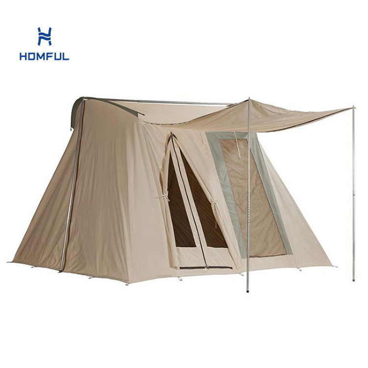 NEW HOMFUL Waterproof Spring Camping Tent Kodiak Canvas Cotton Tent Flex Bow Tent