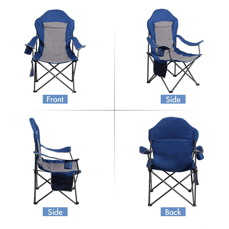 HOMFUL Oversized Padded Quad Arm Chair Collapsible Steel High Back Folding Camp Chair