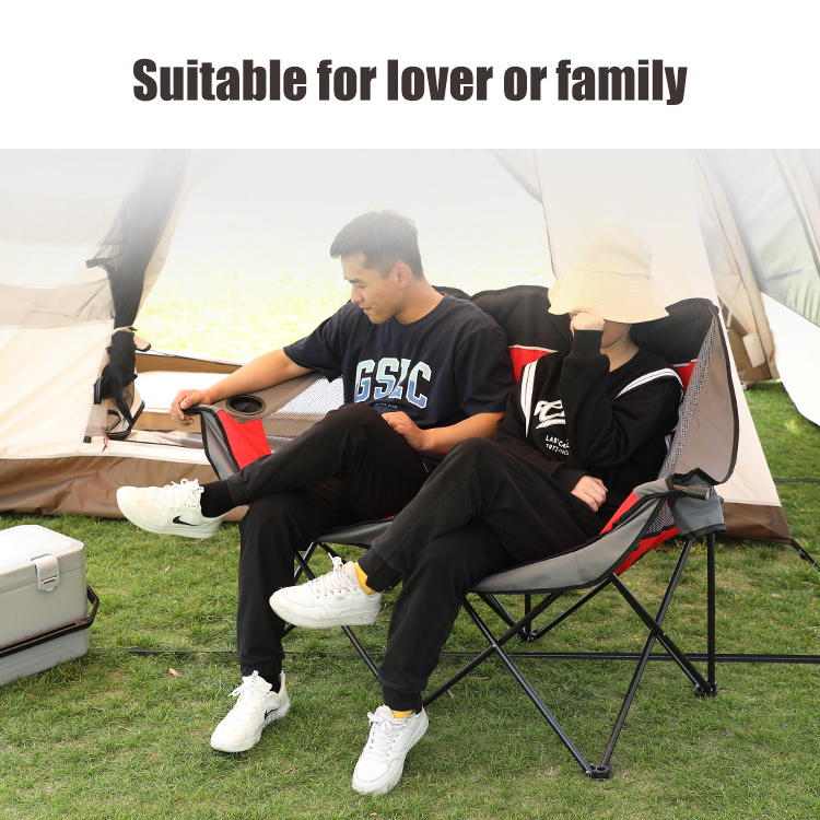 HOMFUL Portable Outdoor Two Person Folding Cotton Oxford Soft Double Seat Loveseat Camping Chair