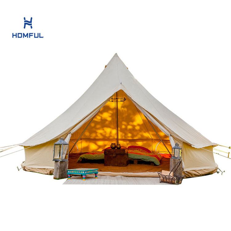 HOMFUL Custom Glamping Tent  Wall Yurt Family Tent Camping Outdoor Cotton Canvas Bell Tent