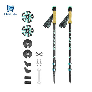 HOMFUL OEM Collapsible Ultralight Trekking 3K Carbon Fiber Walking Hiking Sticks Trekking Poles