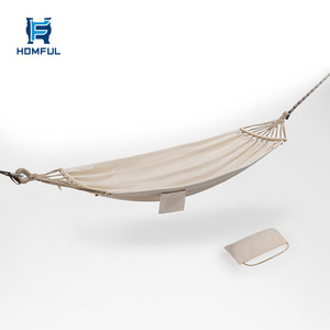 HOMFUL Wholesale Portable White Ash Canvas Garden Outdoor Camping Hammock with Straps Pouch