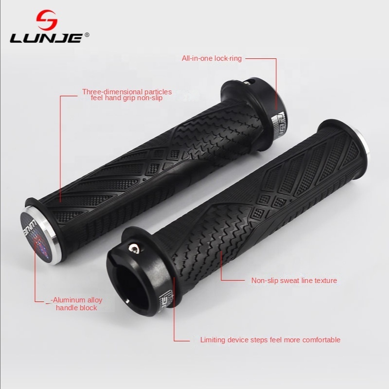 LUNJE Riding Accessories Mountain Bike Lock Handle Set Rubber Non-slip Grip Downhill cross-country Handle Grip