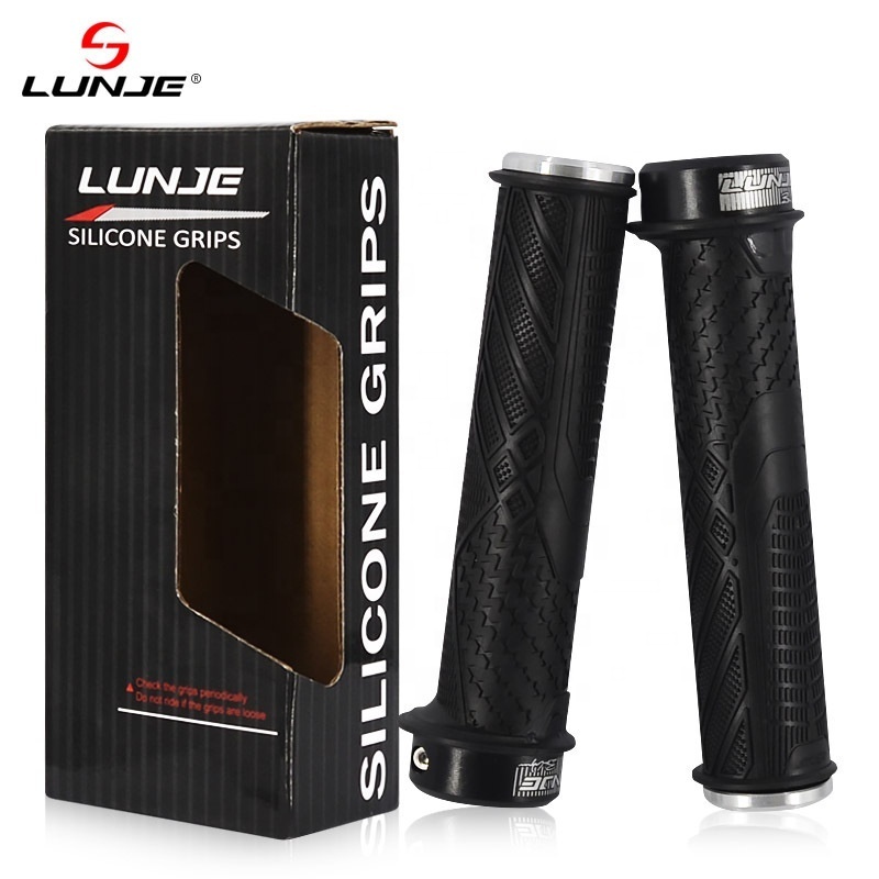 LUNJE Riding Accessories Mountain Bike Lock Handle Set Rubber Non-slip Grip Downhill cross-country Handle Grip