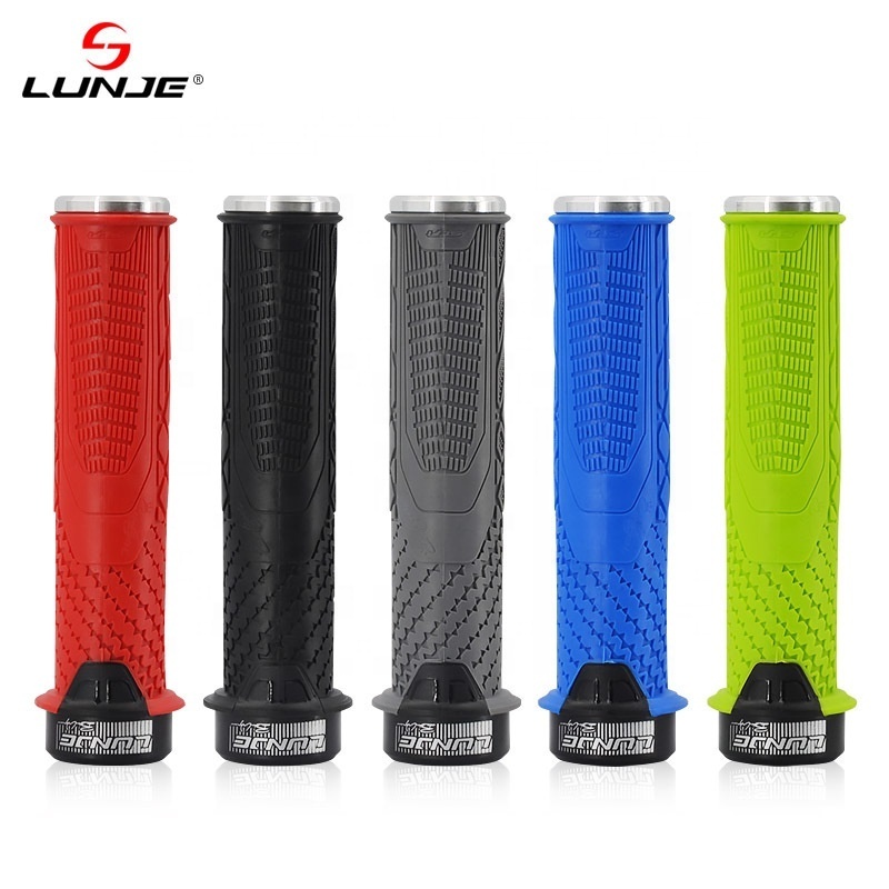 LUNJE Riding Accessories Mountain Bike Lock Handle Set Rubber Non-slip Grip Downhill cross-country Handle Grip