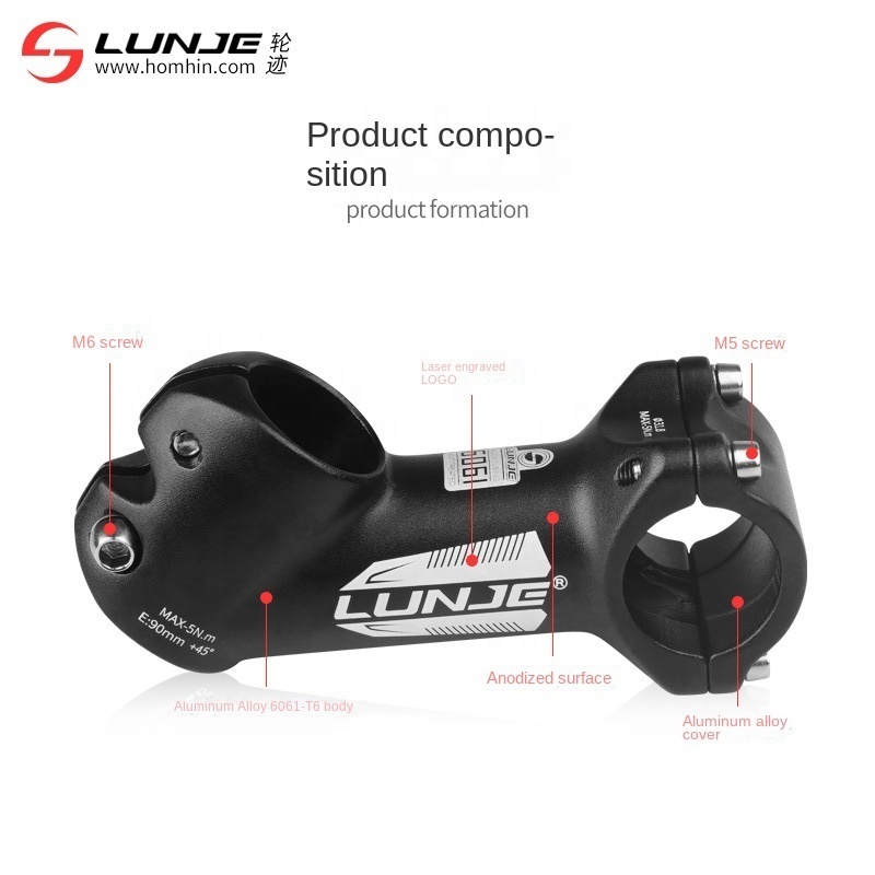 LUNJE Bicycle Parts Plus or minus 45 degrees Raiser Mountain bike Tap Lift Handle Stand Bicycle Stem