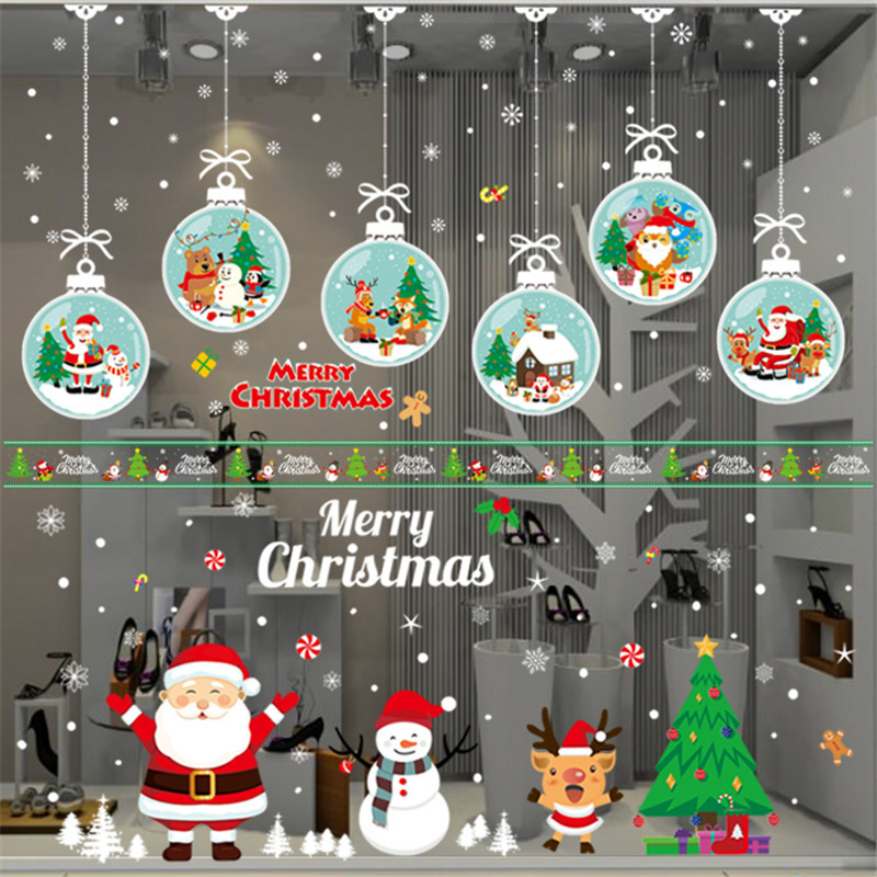 Christmas Stickers Window Snowflake Room Wall Decals Christmas Decorations New Year 2021 Snowflakes Window Stickers