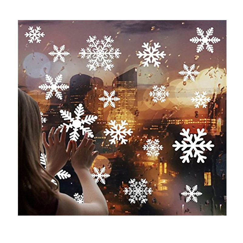 Christmas Stickers Window Snowflake Room Wall Decals Christmas Decorations New Year 2021 Snowflakes Window Stickers