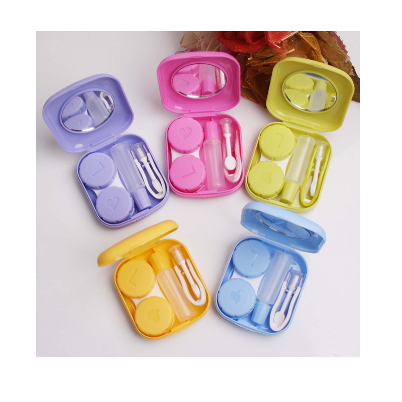 Pocket Portable Mini Contact Lens Case Easy Carry Make up beauty pupil storage box Mirror Container Travel Kit Cute Style