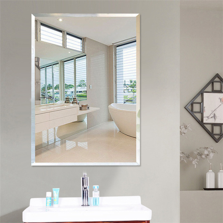 Bathroom mirror wall hanging wall sticking hole free toilet self-adhesive toilet glass cosmetic mirror manufacturer customized w