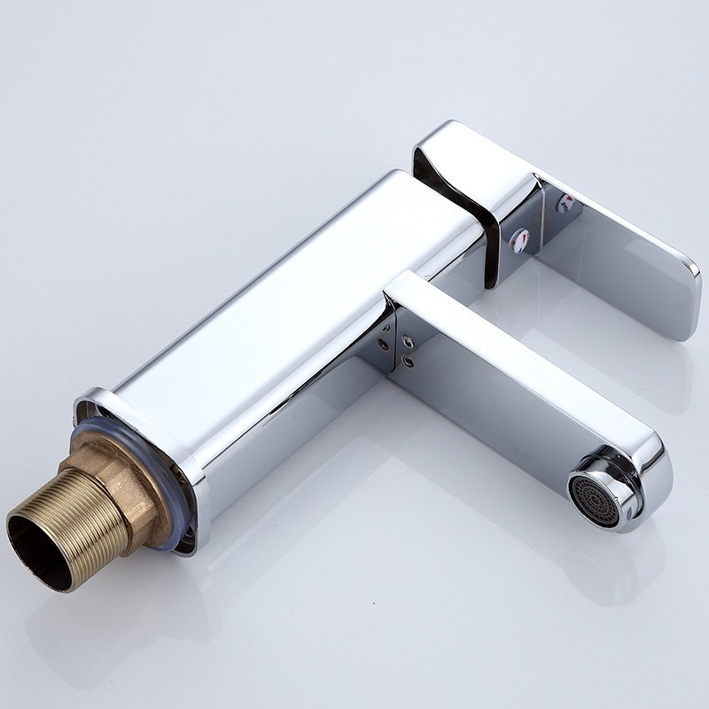 Hot and cold faucets for washbasins,  household double-hole square zinc alloy faucets