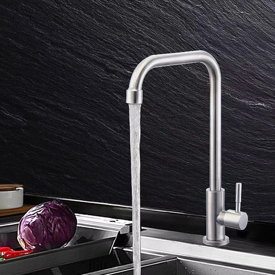 Stainless steel vegetable basin single  faucet kitchen sink washing cabinet sink single cold water faucet