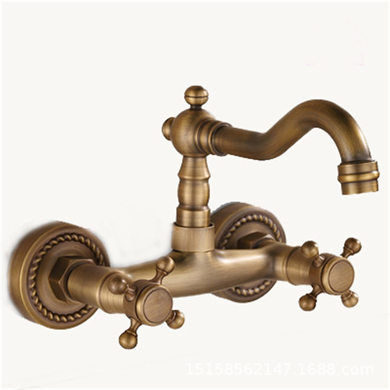 European style all brass home decoration with antique and minimalist design rotating faucet and the cold and hot kitchen faucet