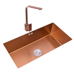 Rose Gold kitchen 304 stainless steel handmade thicken sink, big under-counter basin sink wholesale from China factory