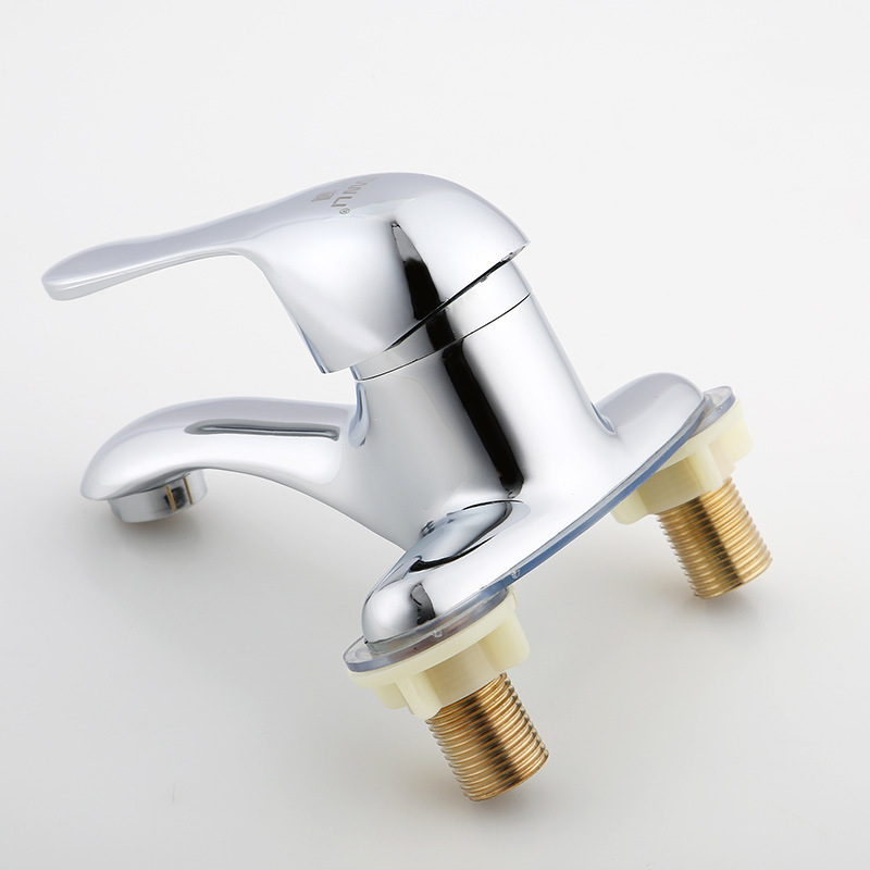 Factory supplied zinc-alloy double hole sinks basin bathroom faucet