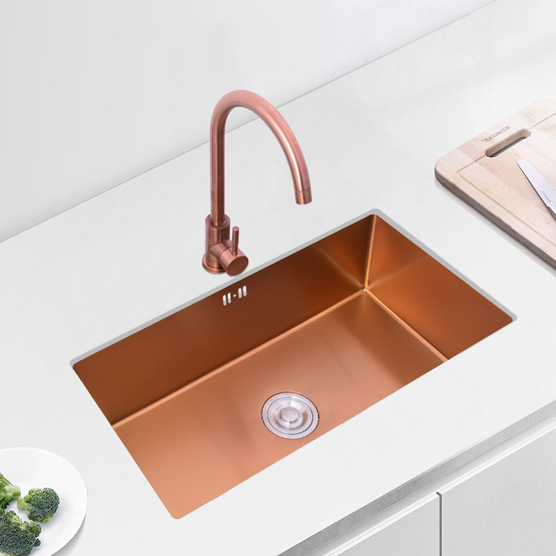 Rose Gold kitchen 304 stainless steel handmade thicken sink, big under-counter basin sink wholesale from China factory