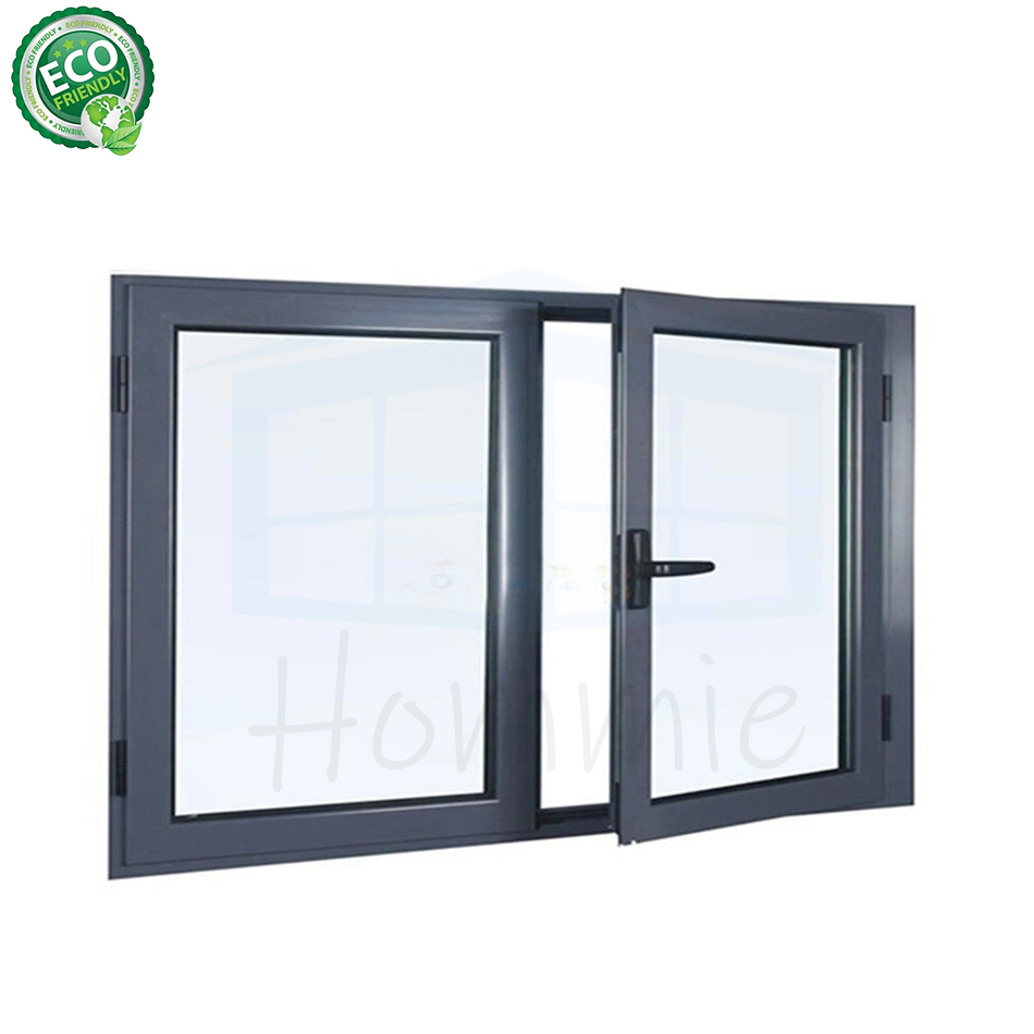 Hommie Sound Insulation 2 Panels Aluminum Casement Window Aluminum Windows With Stainless Steel Mesh