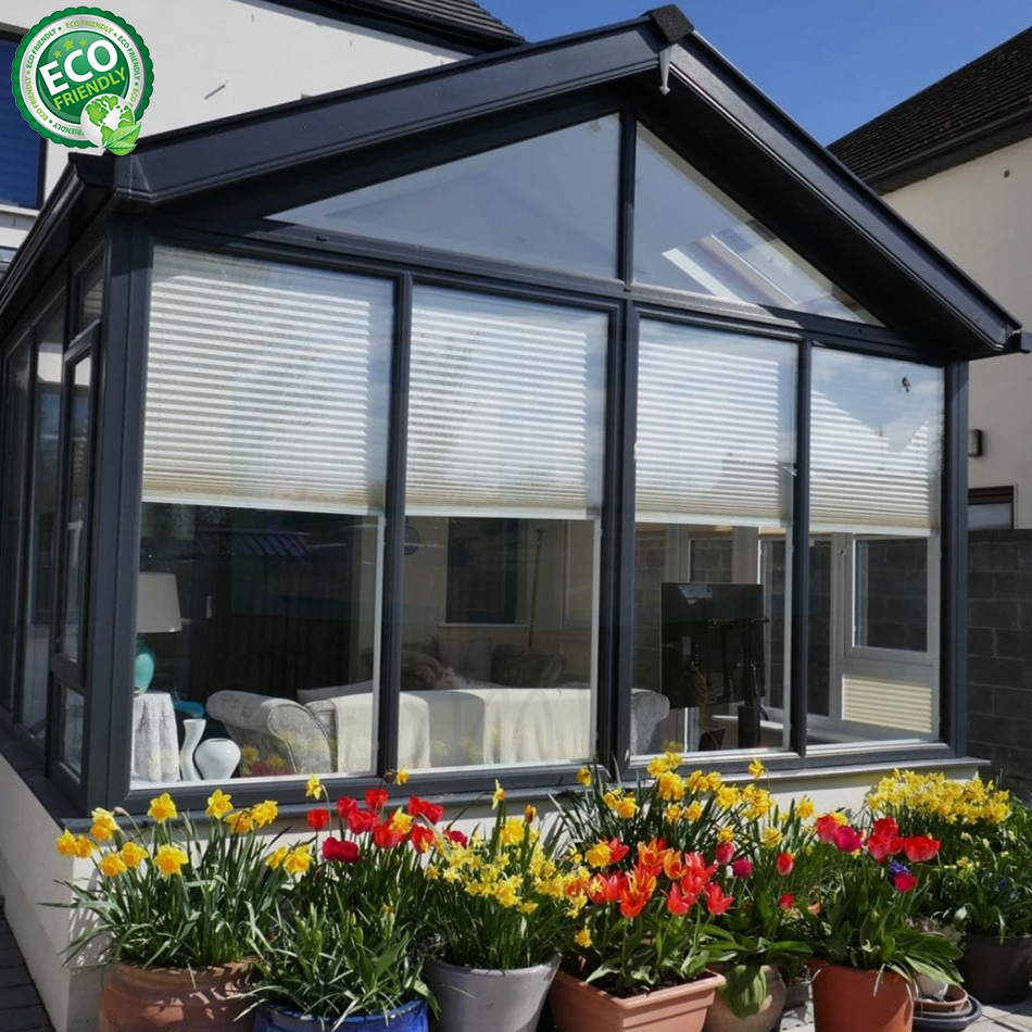 Top Quality Aluminum Frame Retractable Awning Roof Sliding Tempered Insulated Glass Greenhouse Sunroom Glass Houses