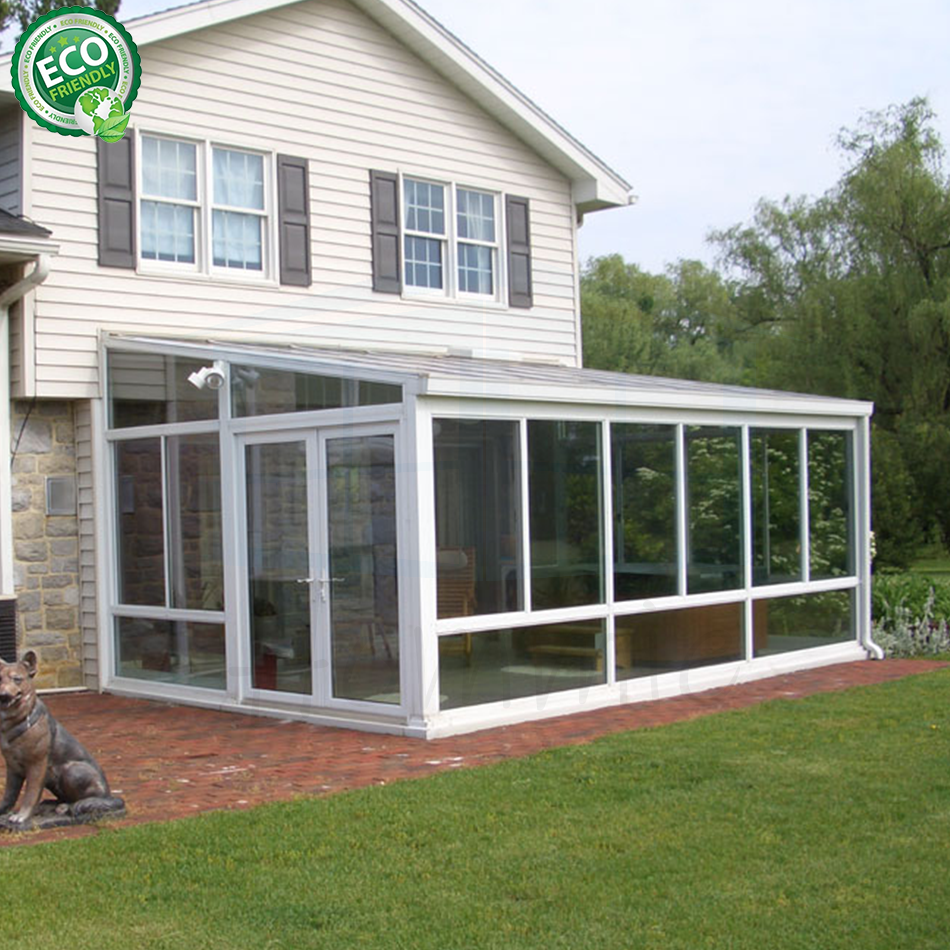 Factory Sale Glass Garden House Flat Roof Aluminum Frame Cheap Sunroom Kits