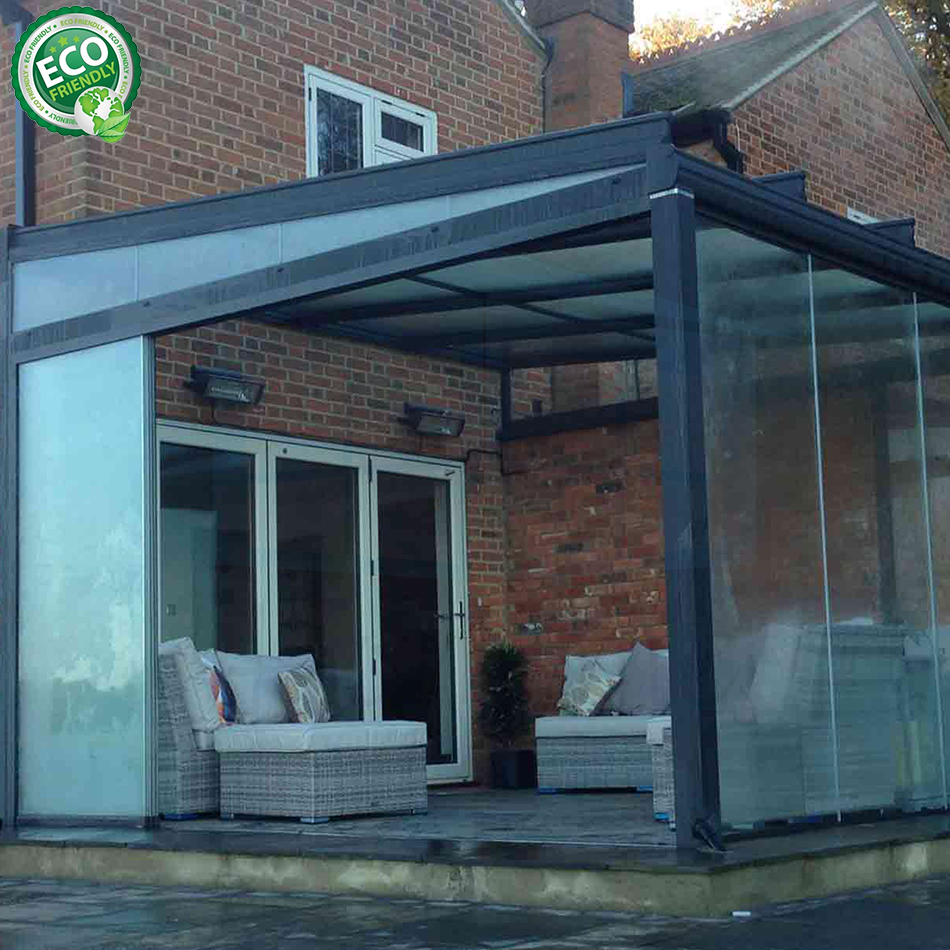 Factory Sale Glass Garden House Flat Roof Aluminum Frame Cheap Sunroom Kits