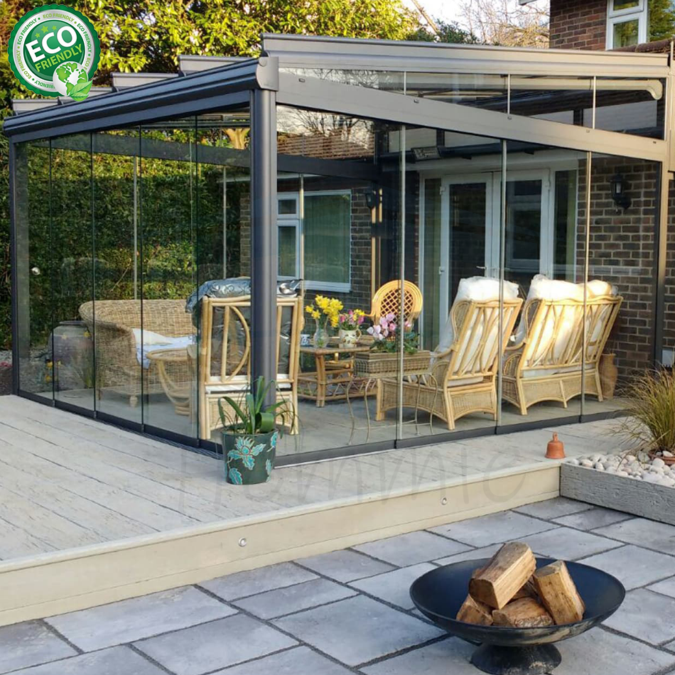 Factory Sale Glass Garden House Flat Roof Aluminum Frame Cheap Sunroom Kits