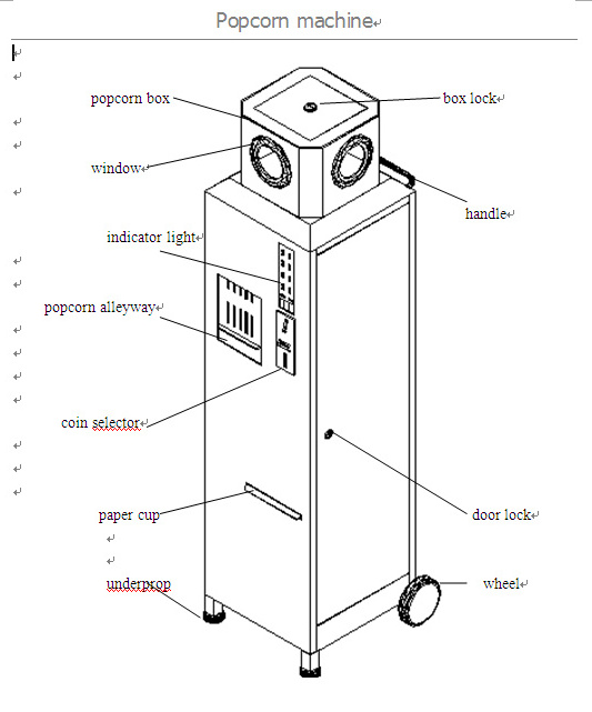 new design factory price popcorn vending machine HM-PC-18