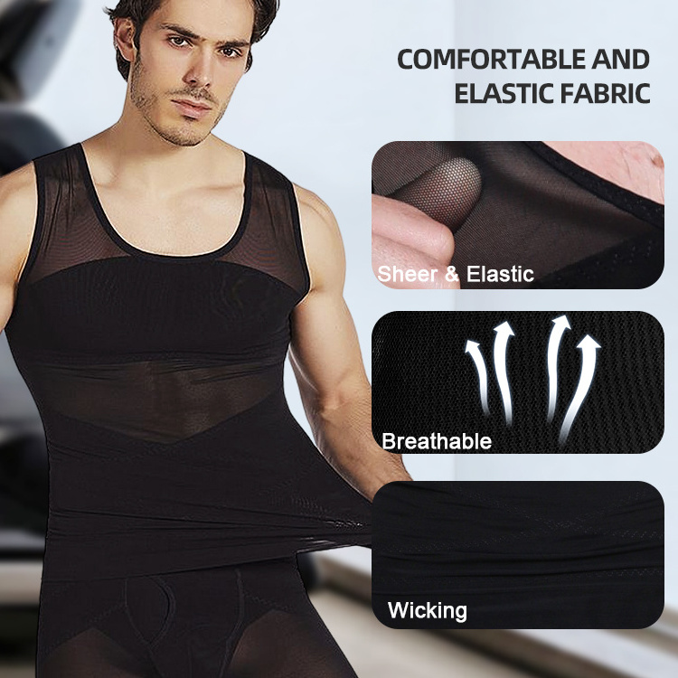 2XL cross shapers corset compression t-shirt waist trainer vest slimming mens shapewear vest