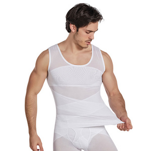 2XL cross shapers corset compression t-shirt waist trainer vest slimming mens shapewear vest