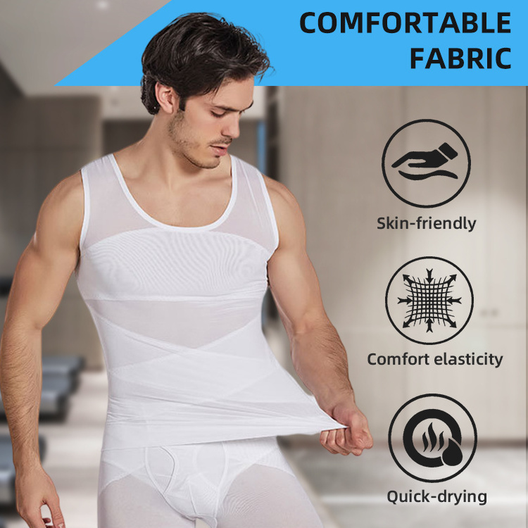 2XL cross shapers corset compression t-shirt waist trainer vest slimming mens shapewear vest