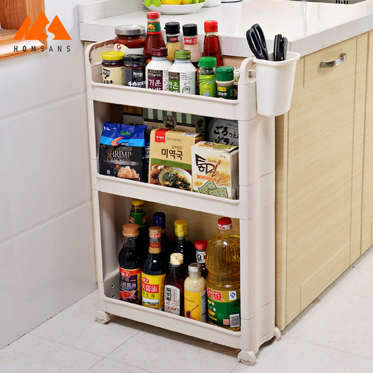 Mobile Shelving Unit Organizer with Large Storage Baskets, Slim Slide Out Pantry Storage Rack for Narrow Spaces