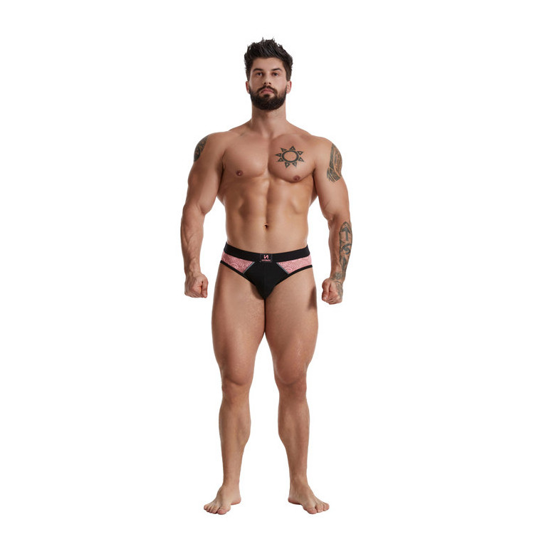 OEM Men's Lace Pink Briefs Sexy Gay Man Underwear Sex Gay Boys See Through Underpants With Custom Logo