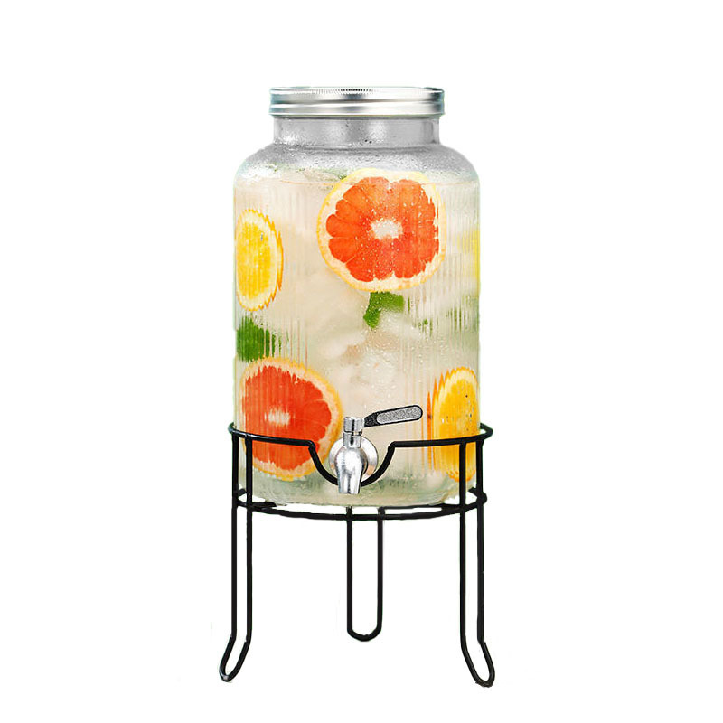 Large Capacity Transparent Glass Infusion Kettle with Stainless Steel Tap Tea Lemonade Cold Water More Popular Tea Fruit Pitcher