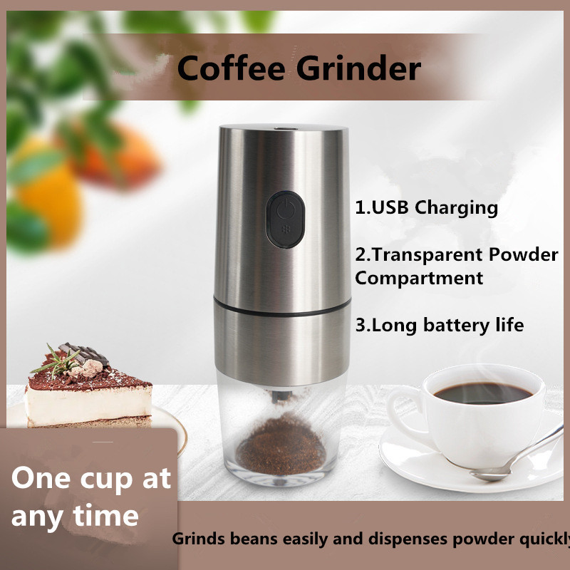 Hotseller USB Charging Ceramic Burr Cordless Battery Portable stainless Steel Electric Coffee Grinder Mill