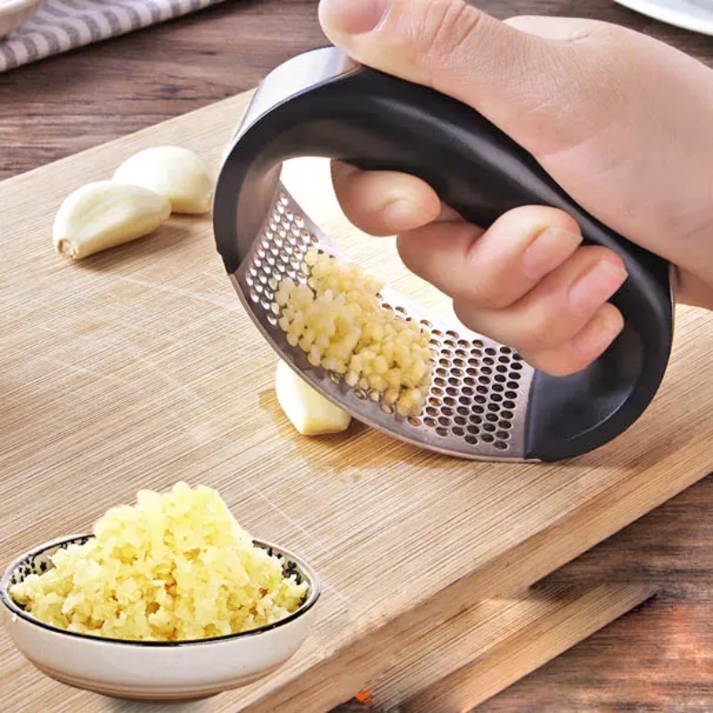 Stainless Steel Multifunctional Household Shoot Garlic Artifact Peeling Garlic Tools Thickened Full Steel Dynamic Masher